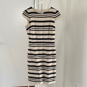 J Crew Black Cream Striped Dress